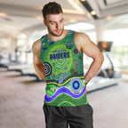 Canberra Raiders Rugby Men Tank Top Australian Aboriginal Dot Painting Style