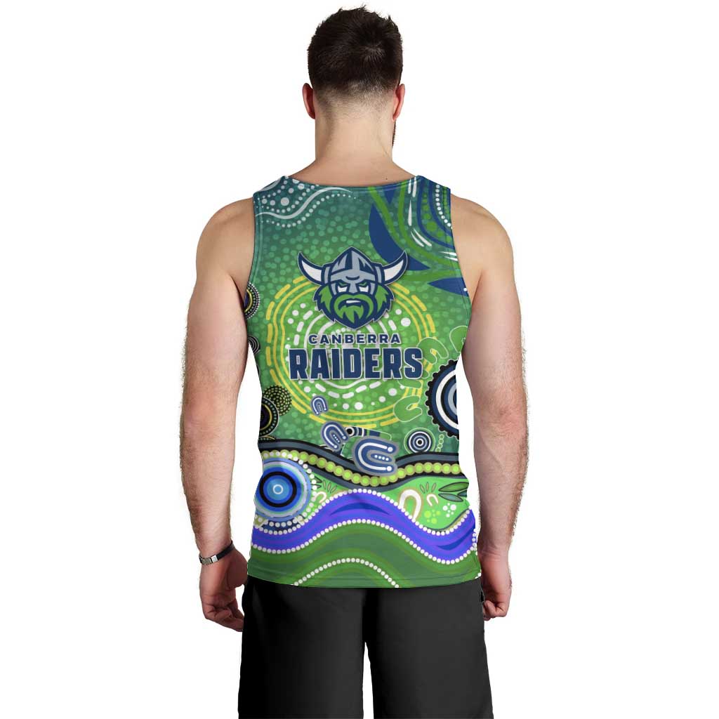 Canberra Raiders Rugby Men Tank Top Australian Aboriginal Dot Painting Style