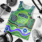 Canberra Raiders Rugby Men Tank Top Australian Aboriginal Dot Painting Style