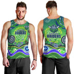 Canberra Raiders Rugby Men Tank Top Australian Aboriginal Dot Painting Style