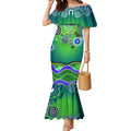 Canberra Raiders Rugby Mermaid Dress Australian Aboriginal Dot Painting Style