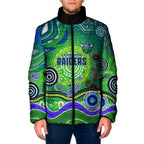 Canberra Raiders Rugby Padded Jacket Australian Aboriginal Dot Painting Style