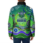 Canberra Raiders Rugby Padded Jacket Australian Aboriginal Dot Painting Style