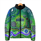 Canberra Raiders Rugby Padded Jacket Australian Aboriginal Dot Painting Style