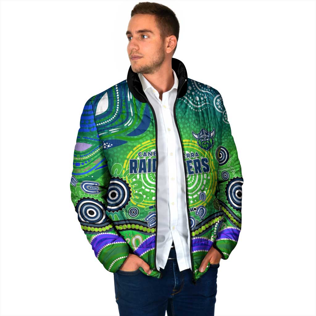 Canberra Raiders Rugby Padded Jacket Australian Aboriginal Dot Painting Style