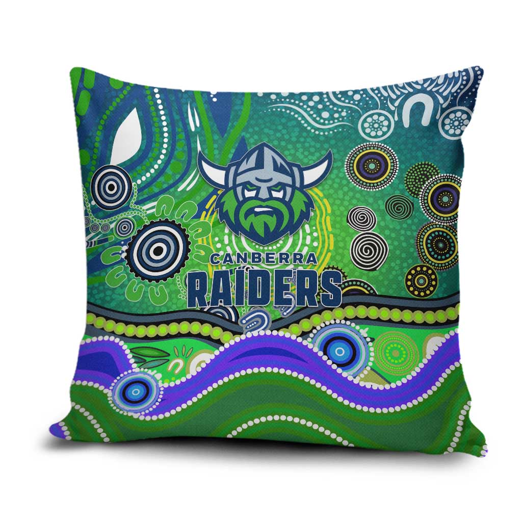 Canberra Raiders Rugby Pillow Cover Australian Aboriginal Dot Painting Style