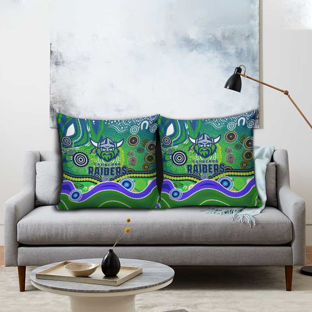 Canberra Raiders Rugby Pillow Cover Australian Aboriginal Dot Painting Style