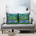 Canberra Raiders Rugby Pillow Cover Australian Aboriginal Dot Painting Style