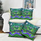 Canberra Raiders Rugby Pillow Cover Australian Aboriginal Dot Painting Style