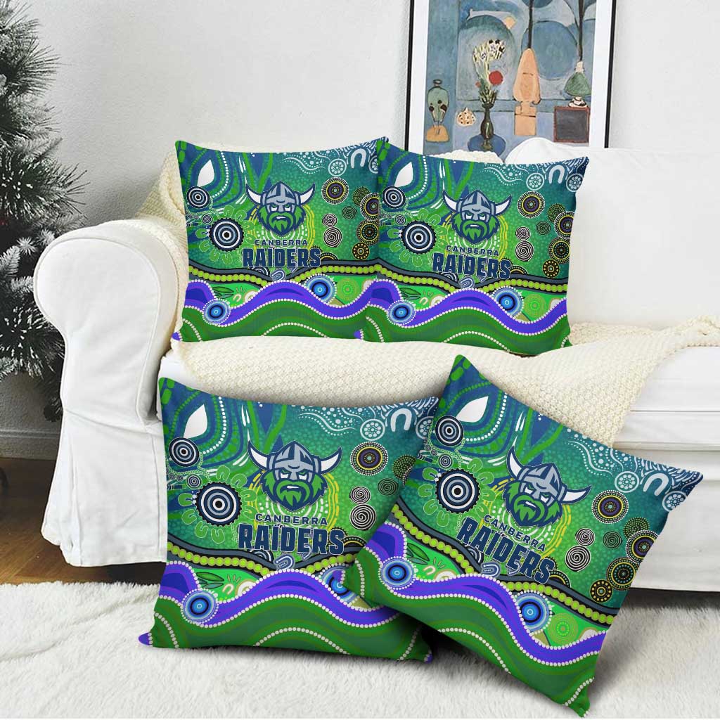 Canberra Raiders Rugby Pillow Cover Australian Aboriginal Dot Painting Style