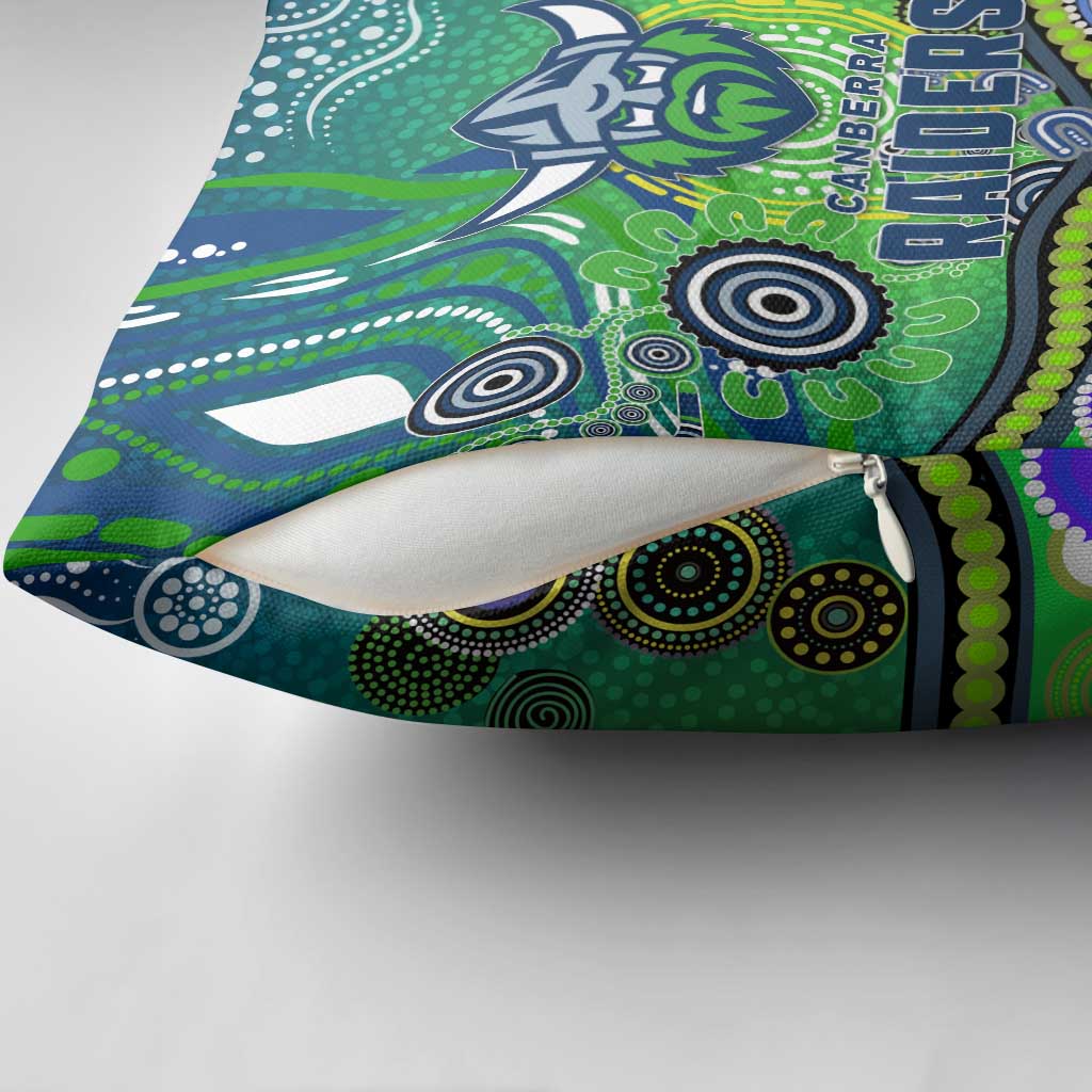 Canberra Raiders Rugby Pillow Cover Australian Aboriginal Dot Painting Style
