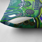 Canberra Raiders Rugby Pillow Cover Australian Aboriginal Dot Painting Style