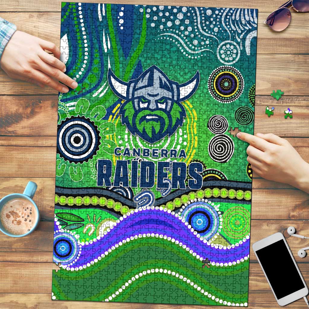 Canberra Raiders Rugby Puzzle Australian Aboriginal Dot Painting Style