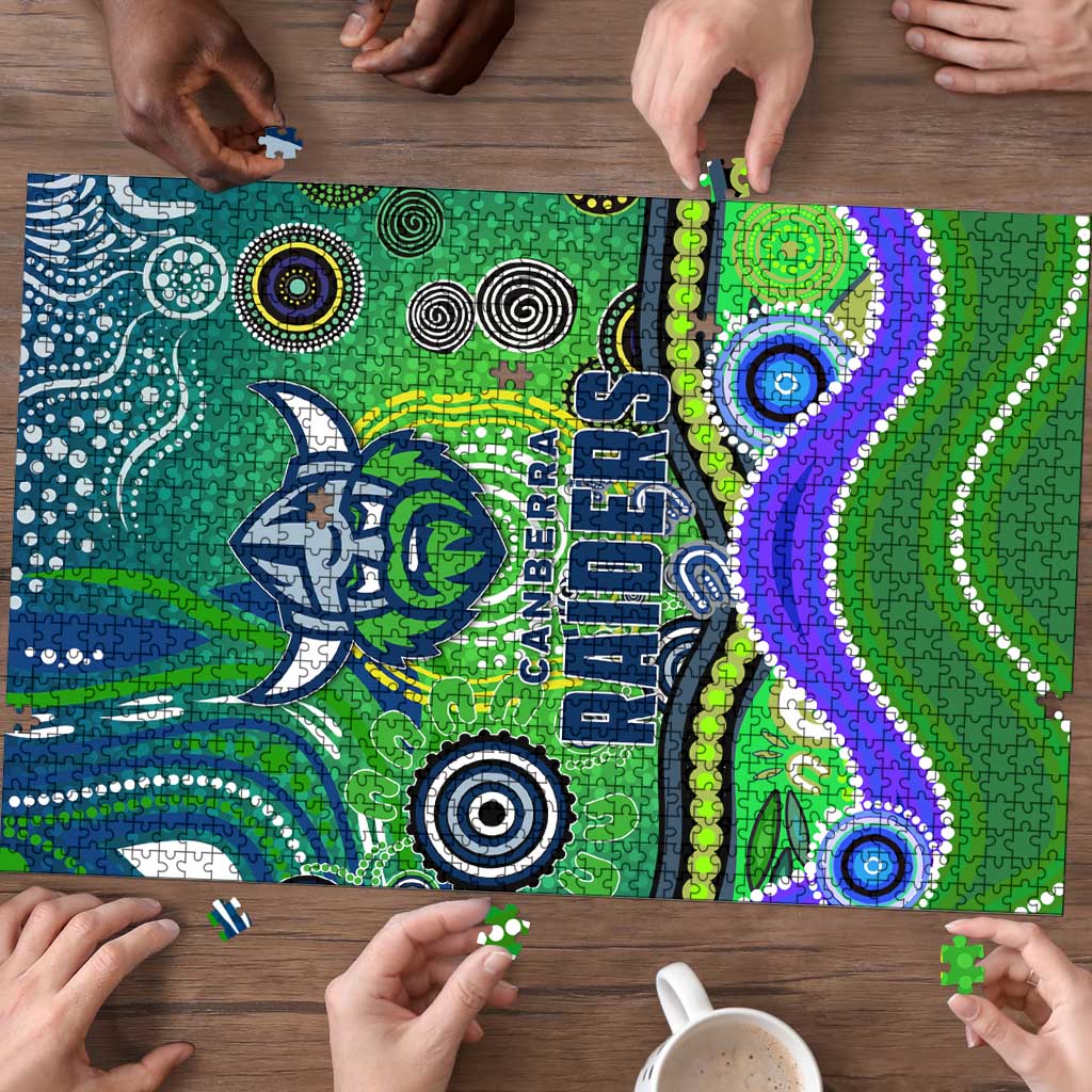 Canberra Raiders Rugby Puzzle Australian Aboriginal Dot Painting Style