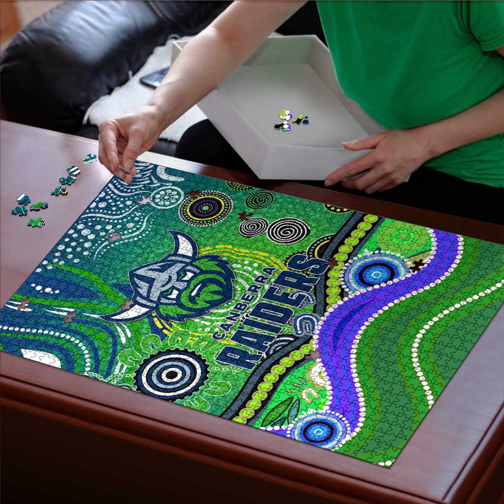 Canberra Raiders Rugby Puzzle Australian Aboriginal Dot Painting Style
