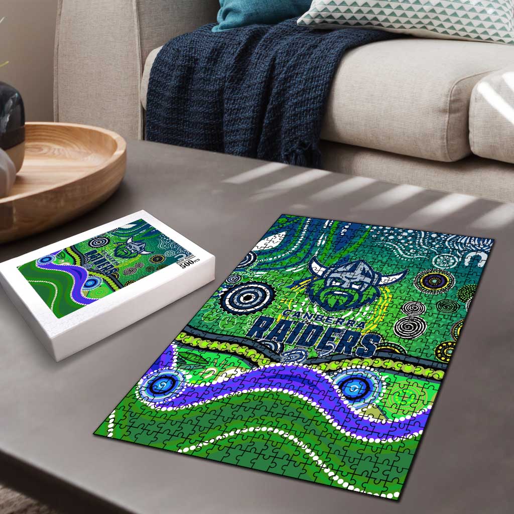 Canberra Raiders Rugby Puzzle Australian Aboriginal Dot Painting Style