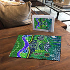 Canberra Raiders Rugby Puzzle Australian Aboriginal Dot Painting Style