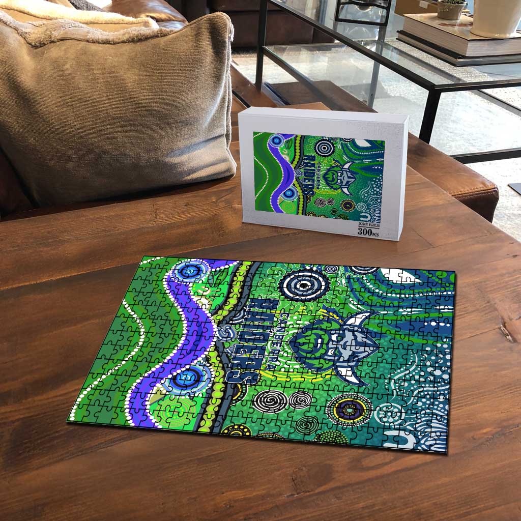 Canberra Raiders Rugby Puzzle Australian Aboriginal Dot Painting Style