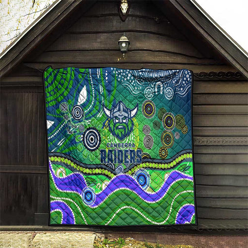 Canberra Raiders Rugby Quilt Australian Aboriginal Dot Painting Style