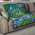 Canberra Raiders Rugby Quilt Australian Aboriginal Dot Painting Style