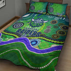 Canberra Raiders Rugby Quilt Bed Set Australian Aboriginal Dot Painting Style