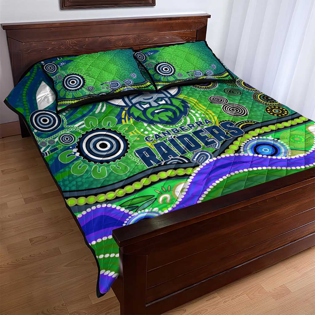 Canberra Raiders Rugby Quilt Bed Set Australian Aboriginal Dot Painting Style