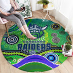 Canberra Raiders Rugby Round Carpet Australian Aboriginal Dot Painting Style