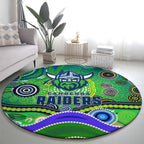 Canberra Raiders Rugby Round Carpet Australian Aboriginal Dot Painting Style