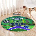 Canberra Raiders Rugby Round Carpet Australian Aboriginal Dot Painting Style