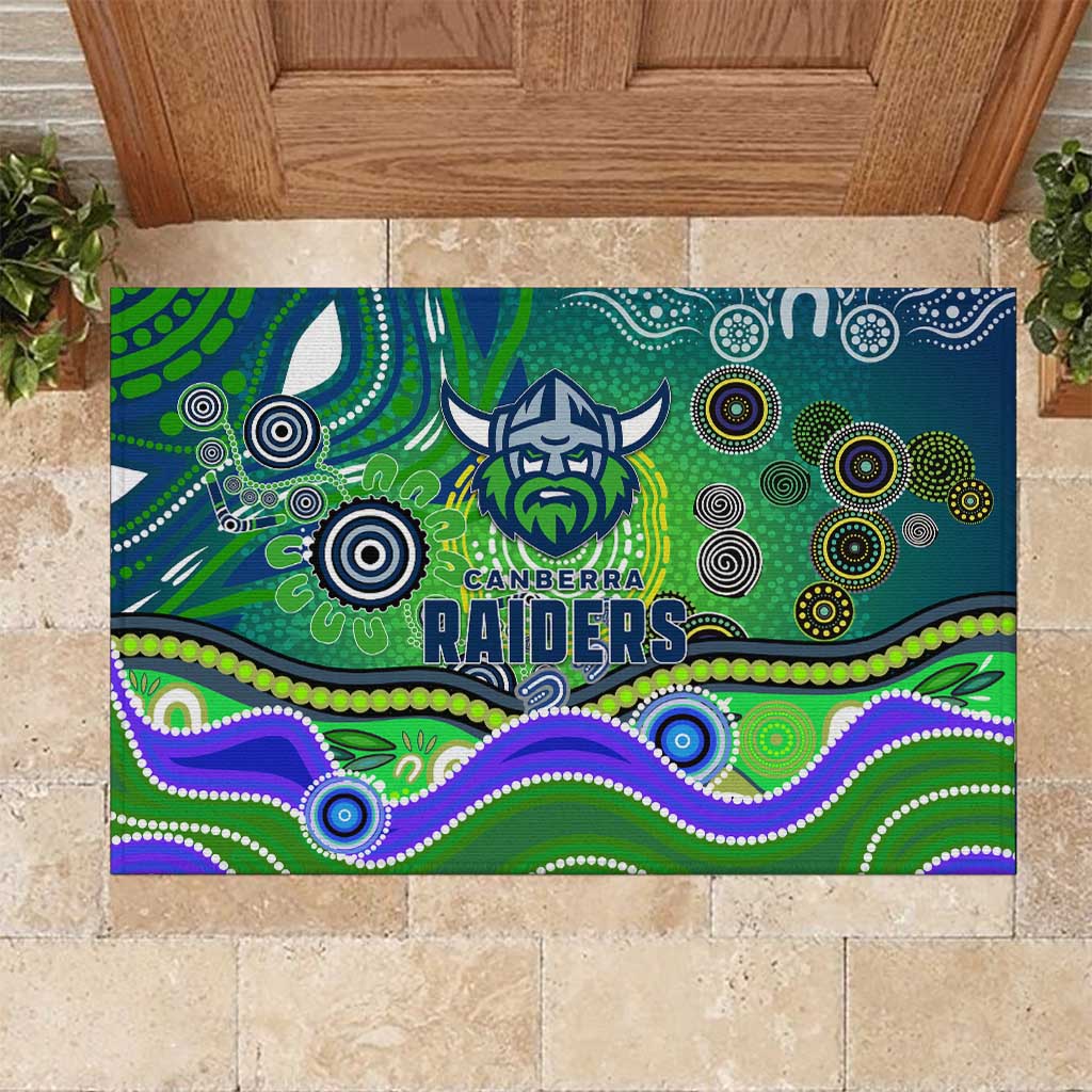 Canberra Raiders Rugby Rubber Doormat Australian Aboriginal Dot Painting Style