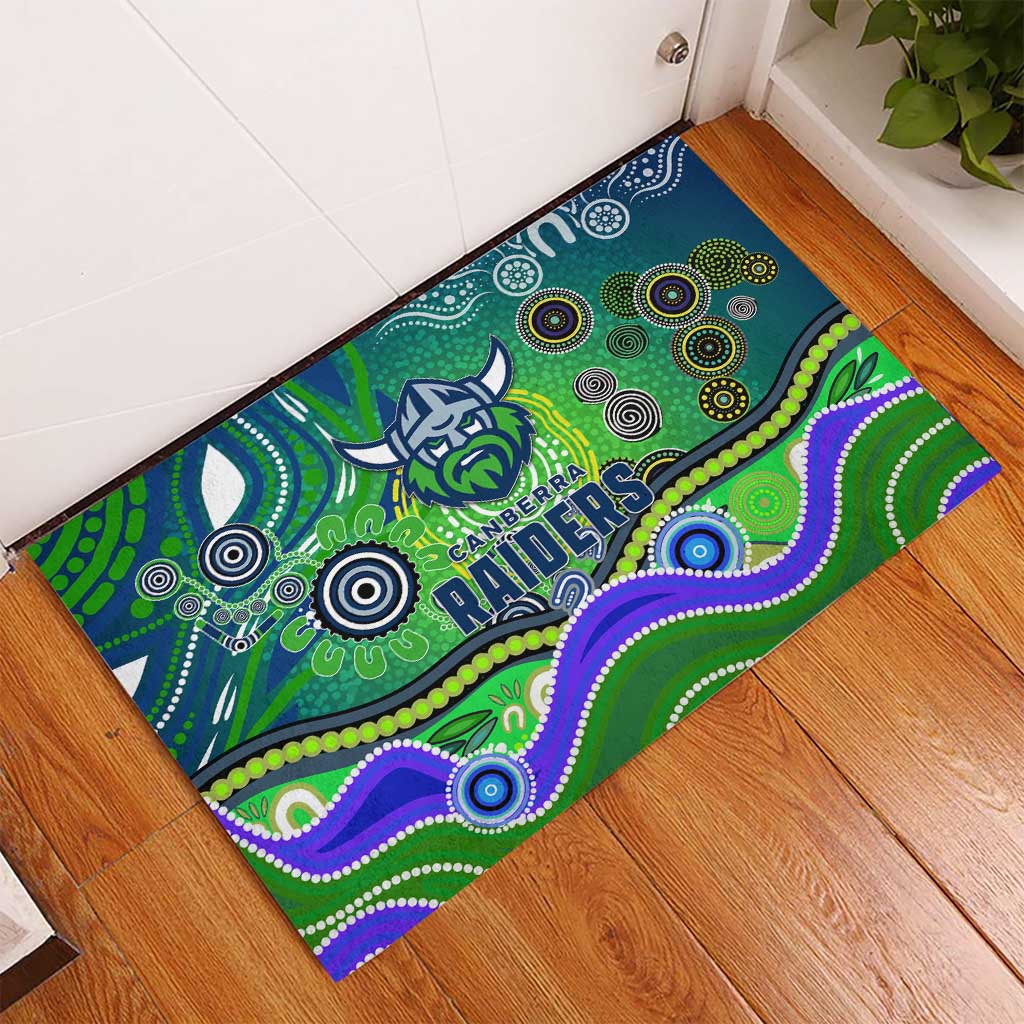 Canberra Raiders Rugby Rubber Doormat Australian Aboriginal Dot Painting Style