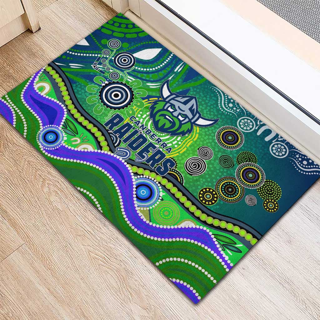 Canberra Raiders Rugby Rubber Doormat Australian Aboriginal Dot Painting Style