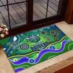 Canberra Raiders Rugby Rubber Doormat Australian Aboriginal Dot Painting Style