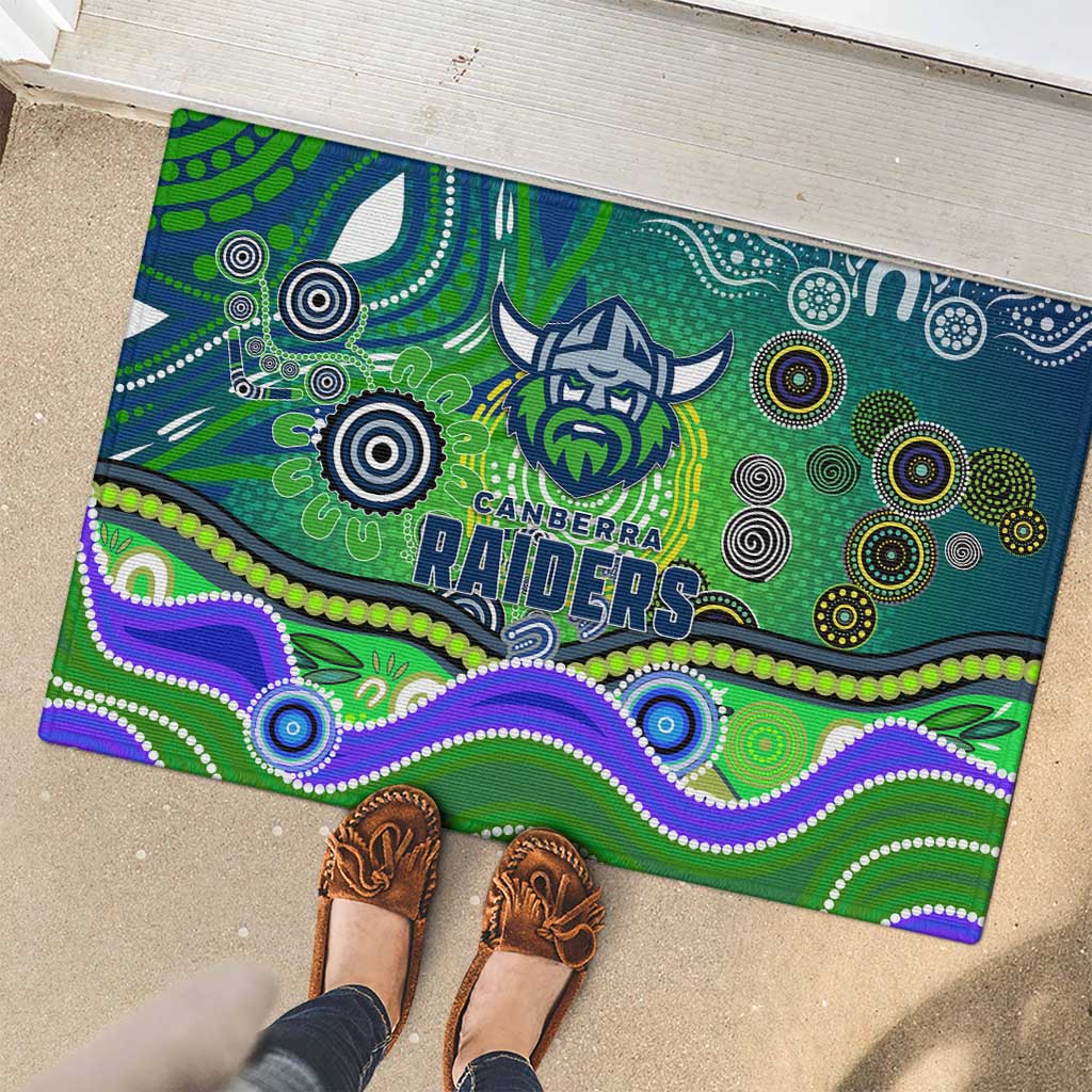 Canberra Raiders Rugby Rubber Doormat Australian Aboriginal Dot Painting Style