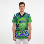 Canberra Raiders Rugby Scrub Top Australian Aboriginal Dot Painting Style