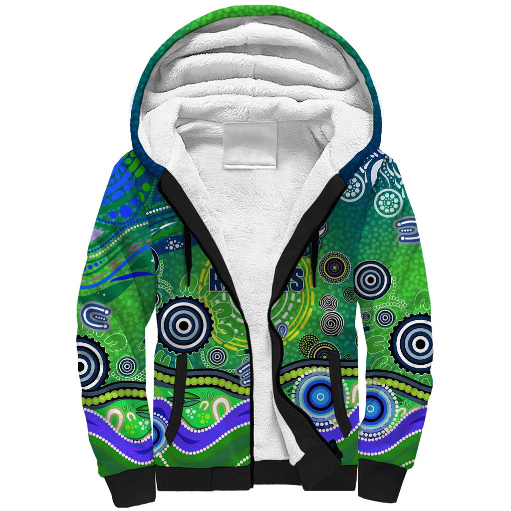 Canberra Raiders Rugby Sherpa Hoodie Australian Aboriginal Dot Painting Style