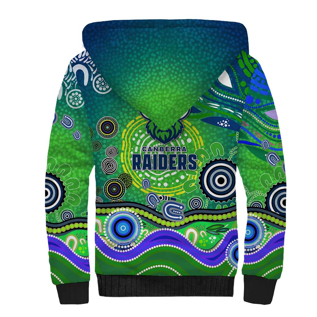 Canberra Raiders Rugby Sherpa Hoodie Australian Aboriginal Dot Painting Style