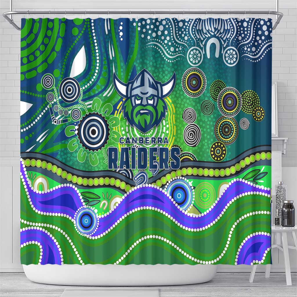 Canberra Raiders Rugby Shower Curtain Australian Aboriginal Dot Painting Style