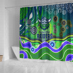 Canberra Raiders Rugby Shower Curtain Australian Aboriginal Dot Painting Style