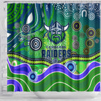 Canberra Raiders Rugby Shower Curtain Australian Aboriginal Dot Painting Style
