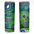 Canberra Raiders Rugby Skinny Tumbler Australian Aboriginal Dot Painting Style