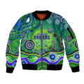 Canberra Raiders Rugby Sleeve Zip Bomber Jacket Australian Aboriginal Dot Painting Style
