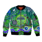 Canberra Raiders Rugby Sleeve Zip Bomber Jacket Australian Aboriginal Dot Painting Style