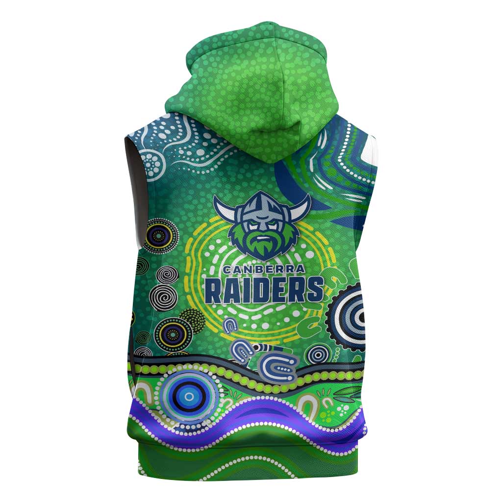 Canberra Raiders Rugby Sleeveless Hoodie Australian Aboriginal Dot Painting Style