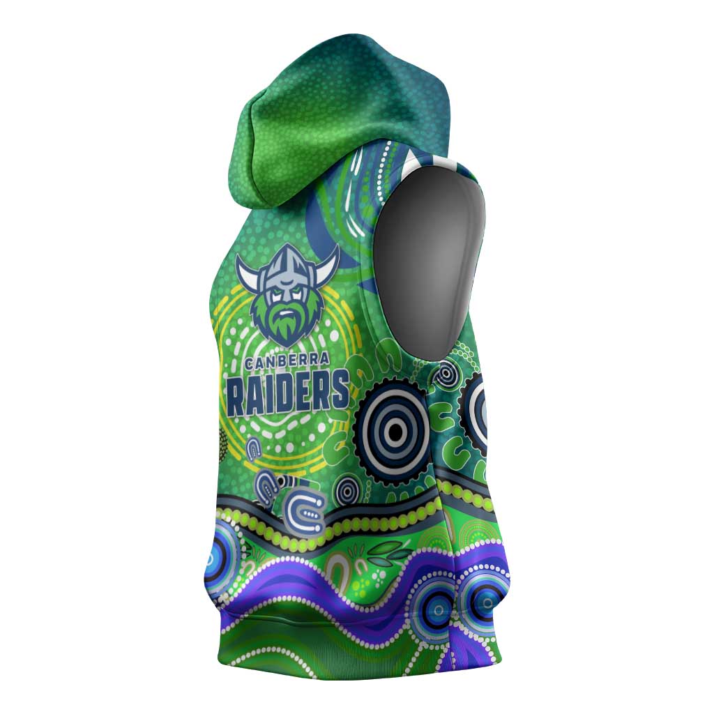 Canberra Raiders Rugby Sleeveless Hoodie Australian Aboriginal Dot Painting Style