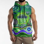 Canberra Raiders Rugby Sleeveless Hoodie Australian Aboriginal Dot Painting Style