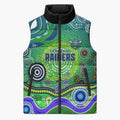 Canberra Raiders Rugby Sleeveless Puffer Jacket Australian Aboriginal Dot Painting Style