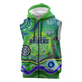 Canberra Raiders Rugby Sleeveless Zip Hoodie Australian Aboriginal Dot Painting Style