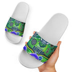 Canberra Raiders Rugby Slide Sandals Australian Aboriginal Dot Painting Style