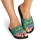 Canberra Raiders Rugby Slide Sandals Australian Aboriginal Dot Painting Style